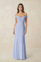 Off-the Shoulder Mermaid Chiffon Bridesmaid Dress in Ice | KISSBRIDAL