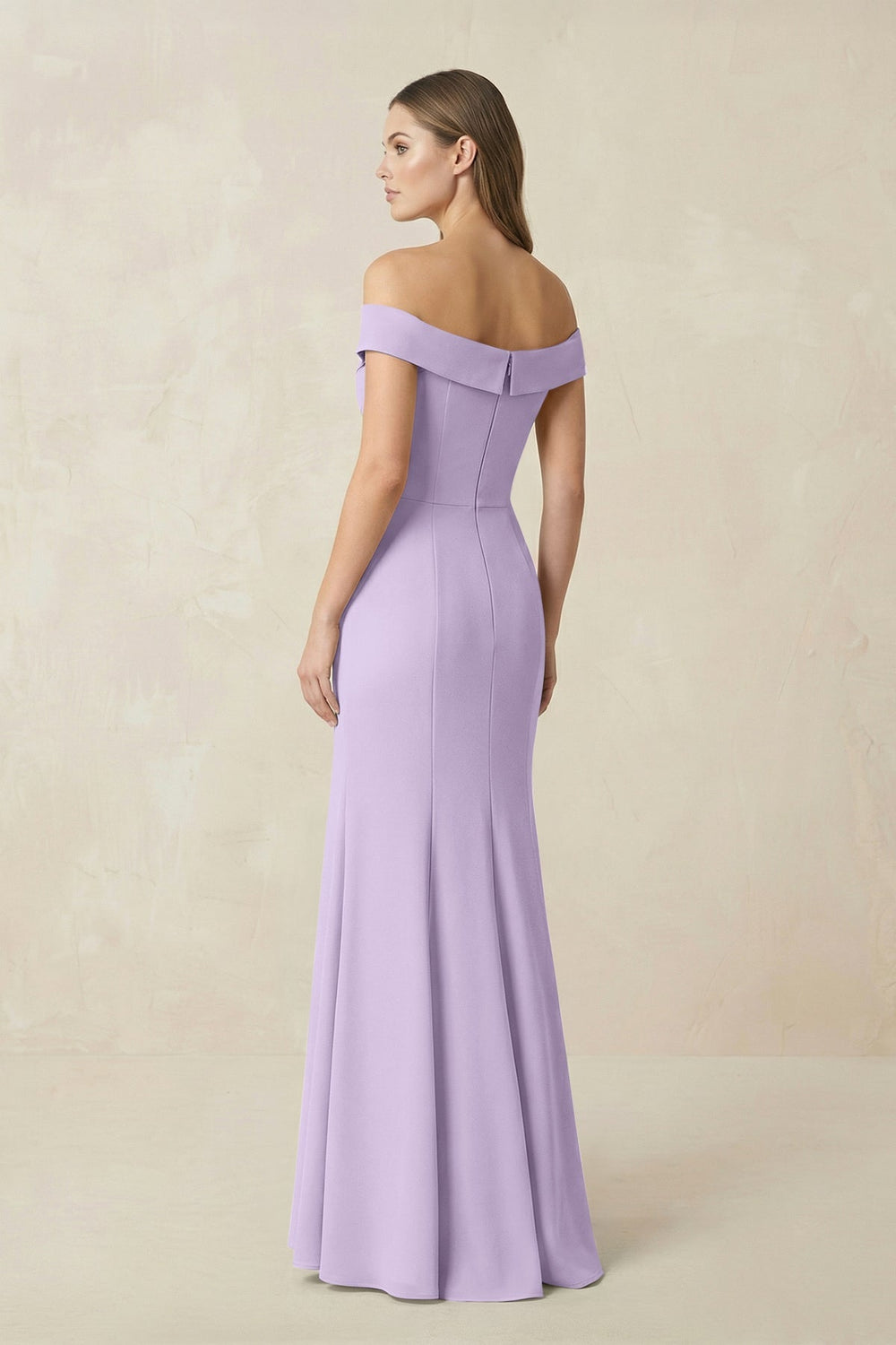 Off - the Shoulder Mermaid Chiffon Bridesmaid Dress in Lavender - KISS BRIDAL Bridesmaid Dresses