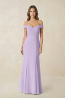 Off - the Shoulder Mermaid Chiffon Bridesmaid Dress in Lavender - SHE IS ME Bridesmaid Dresses