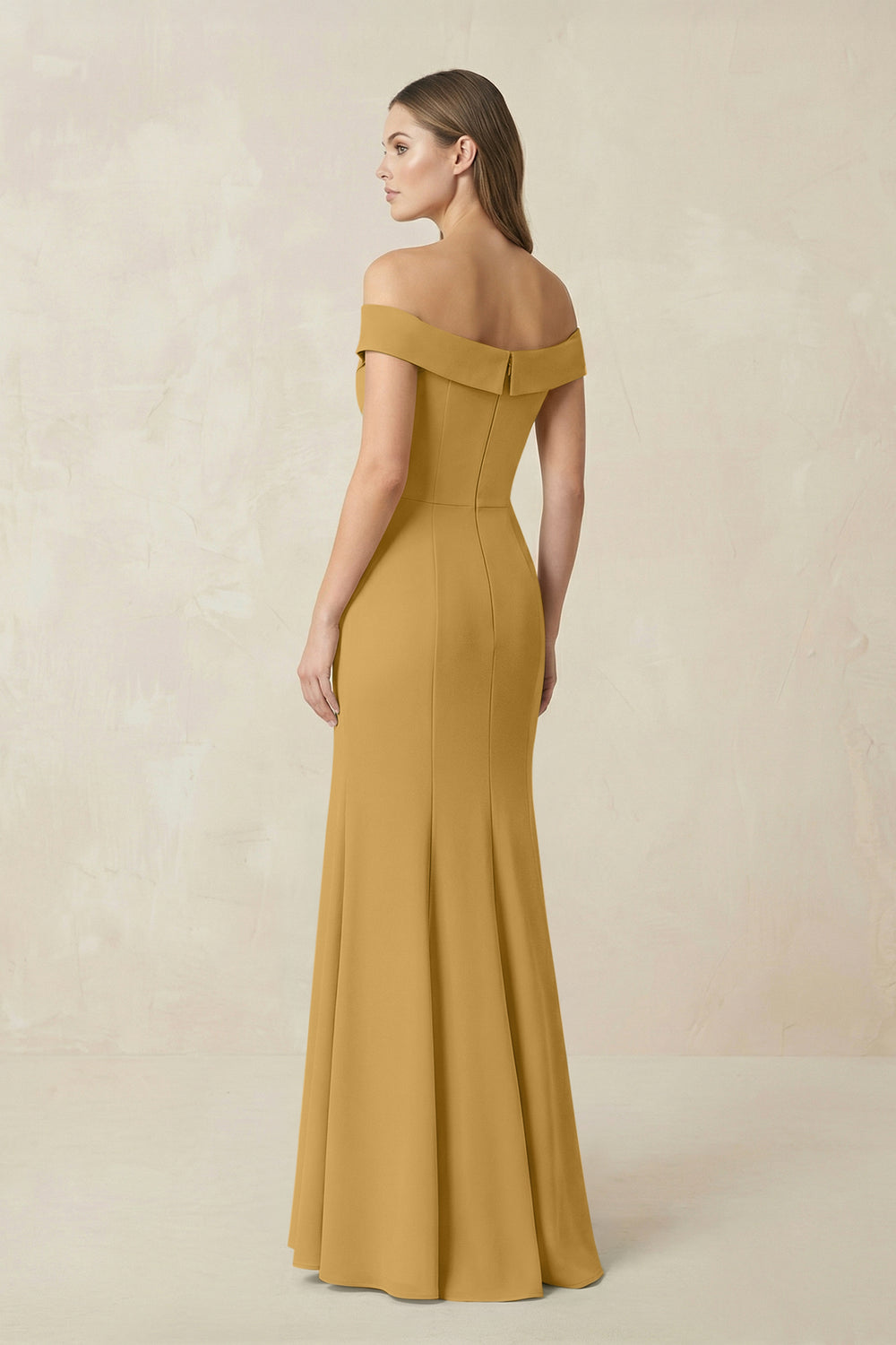 Off-the Shoulder Mermaid Chiffon Bridesmaid Dress in Marigold
