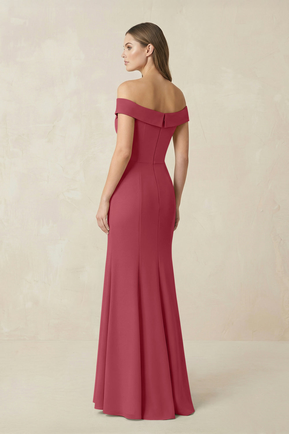 Off-the Shoulder Mermaid Chiffon Bridesmaid Dress in Merlot