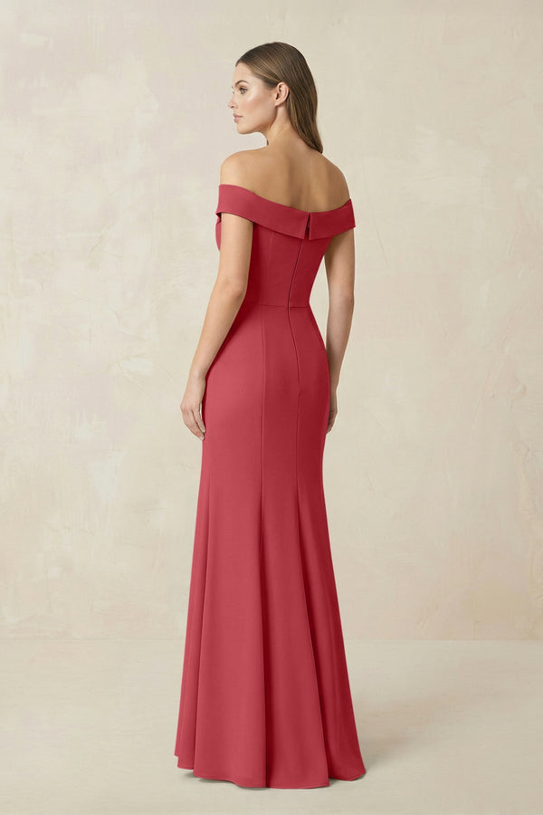Off - the Shoulder Mermaid Chiffon Bridesmaid Dress in Merlot - SHE IS ME Bridesmaid Dresses
