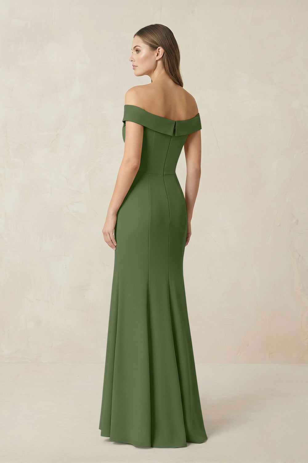 Off-the Shoulder Mermaid Chiffon Bridesmaid Dress in Moss