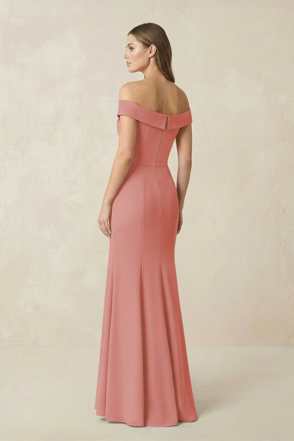 Off-the Shoulder Mermaid Chiffon Bridesmaid Dress in Mulberry (2) | KISSBRIDAL