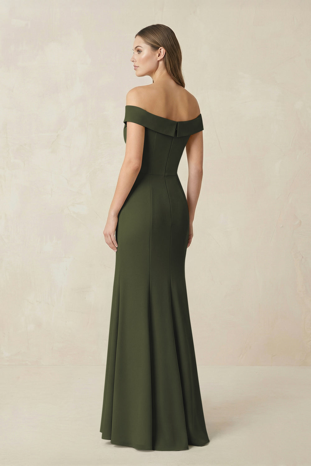 Off-the Shoulder Mermaid Chiffon Bridesmaid Dress in Olive