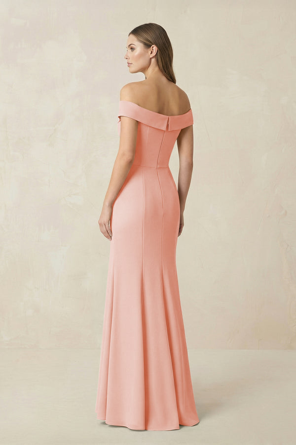 Off - the Shoulder Mermaid Chiffon Bridesmaid Dress in Rose Petal - SHE IS ME Bridesmaid Dresses