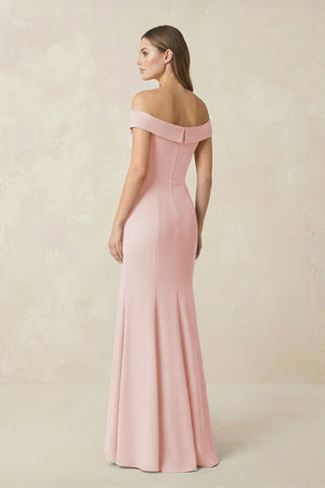Off-the Shoulder Mermaid Chiffon Bridesmaid Dress in Rose Petal (2) | KISSBRIDAL