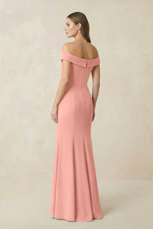 Off-the Shoulder Mermaid Chiffon Bridesmaid Dress in Rosette (2) | KISSBRIDAL