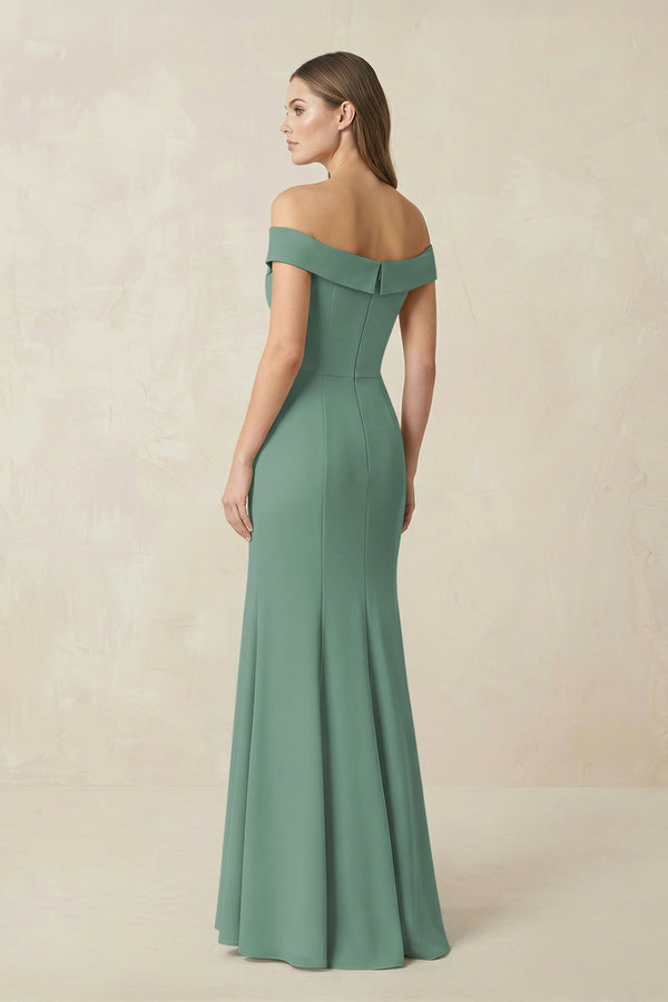 Off-the Shoulder Mermaid Chiffon Bridesmaid Dress in Sea Glass (2) | KISSBRIDAL