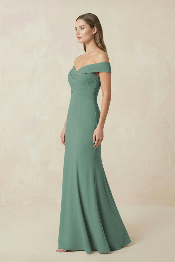 Off-the Shoulder Mermaid Chiffon Bridesmaid Dress in Sea Glass (3) | KISSBRIDAL