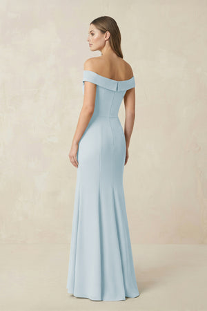 Off-the Shoulder Mermaid Chiffon Bridesmaid Dress in Sky Blue (2) | KISSBRIDAL