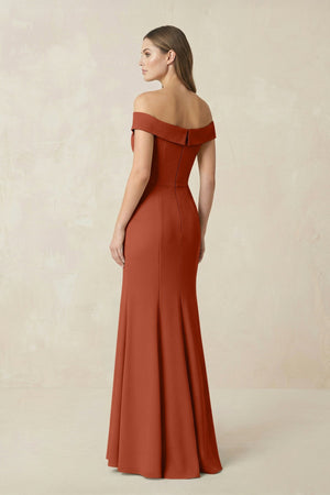 Off - the Shoulder Mermaid Chiffon Bridesmaid Dress in Spice - SHE IS ME Bridesmaid Dresses