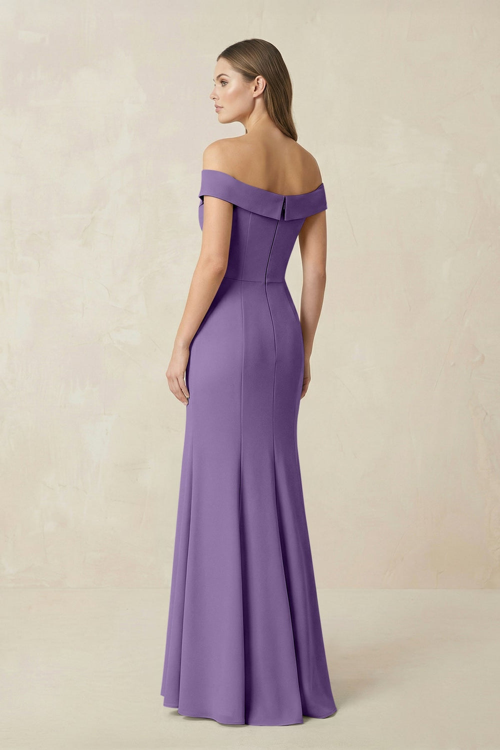 Off - the Shoulder Mermaid Chiffon Bridesmaid Dress in Tahiti - KISS BRIDAL Bridesmaid Dresses