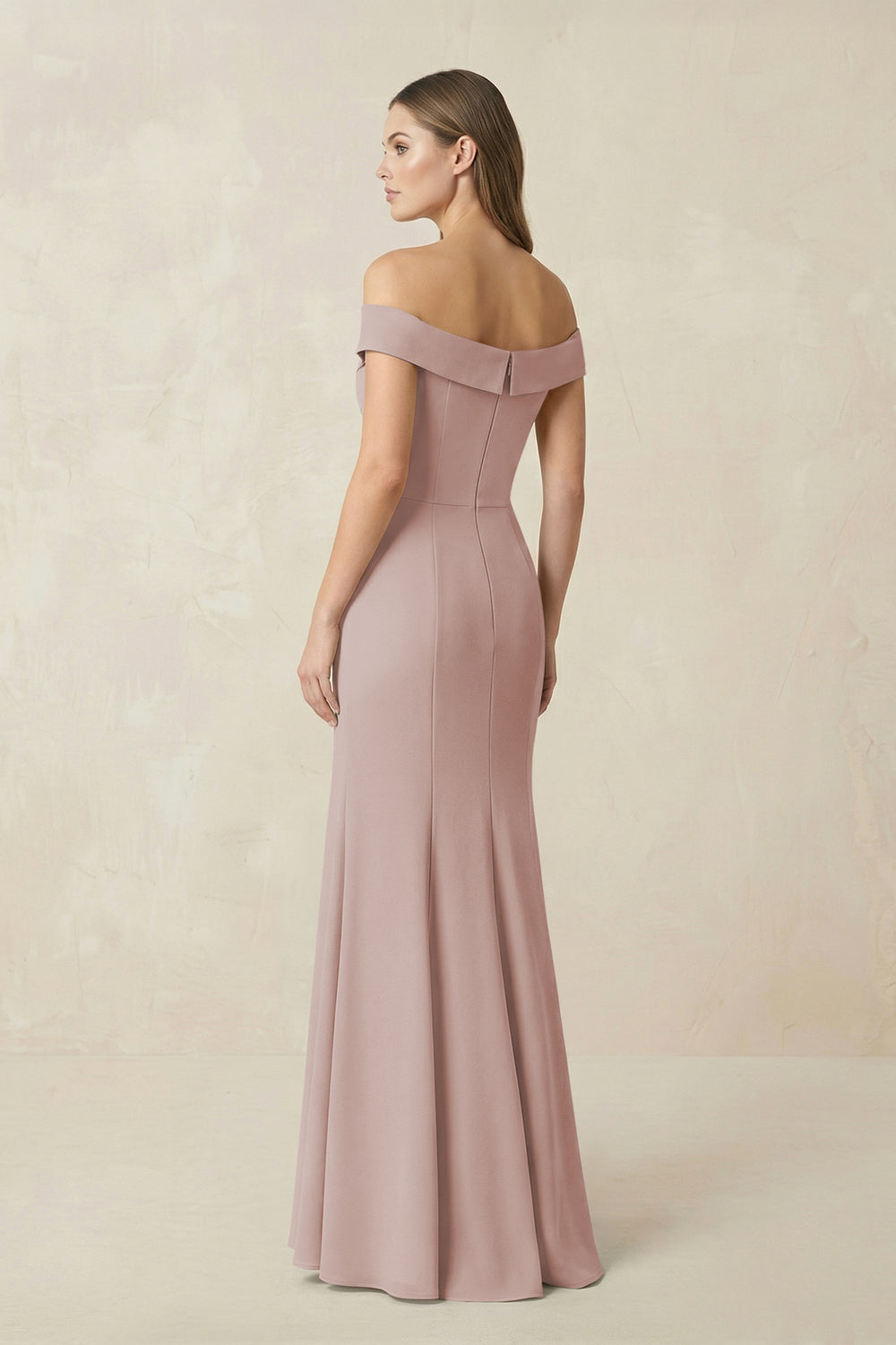 Off-the Shoulder Mermaid Chiffon Bridesmaid Dress in Toffee