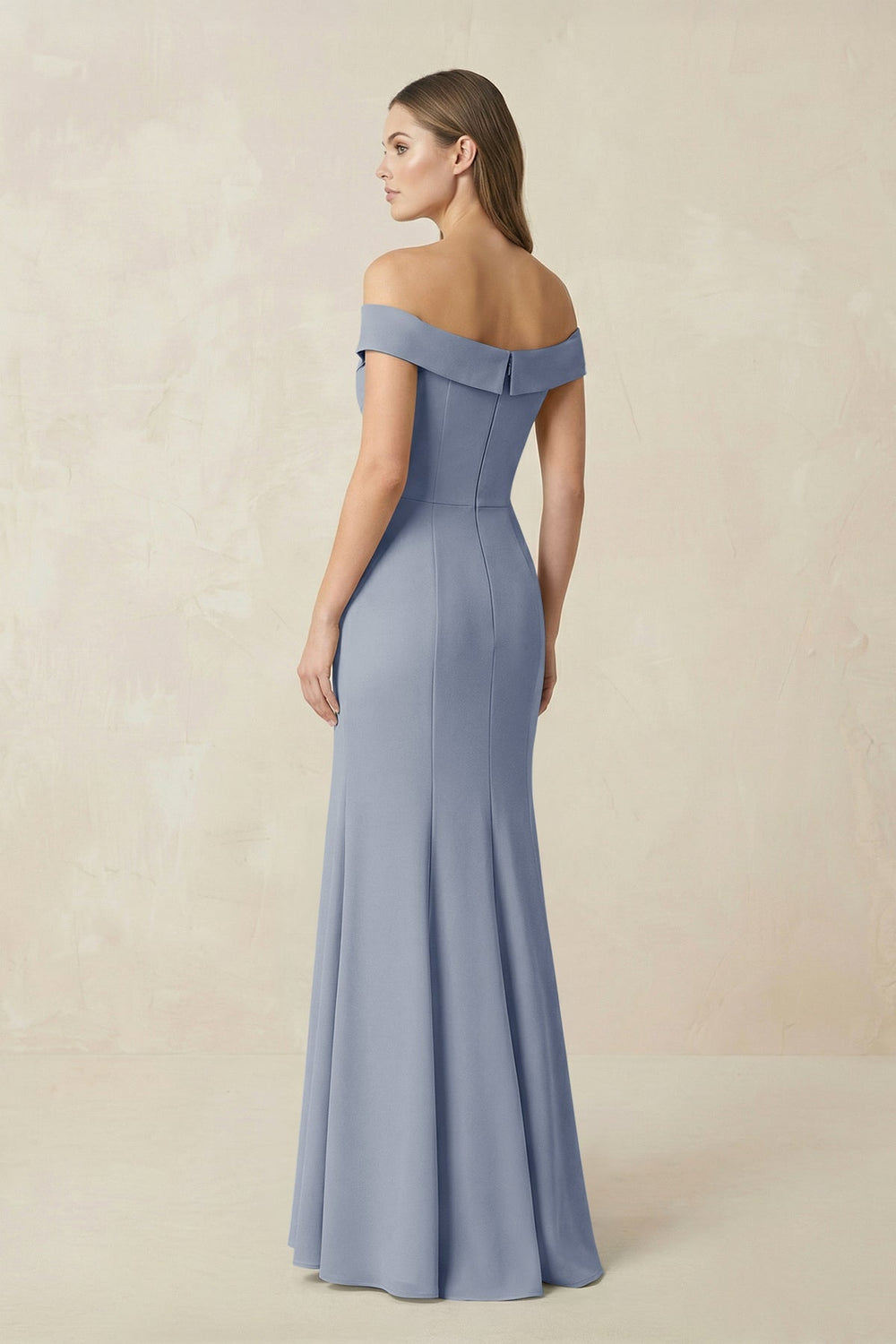 Off - the Shoulder Mermaid Chiffon Bridesmaid Dress in Twilight - KISS BRIDAL Bridesmaid Dresses