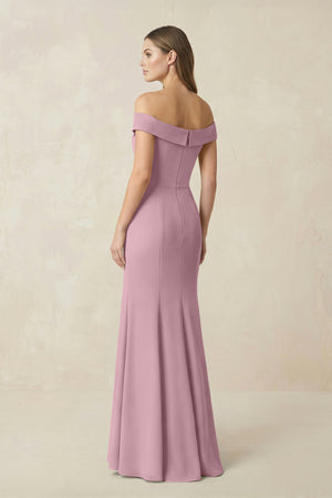 Off-the Shoulder Mermaid Chiffon Bridesmaid Dress in Vintage Mauve (2) | KISSBRIDAL