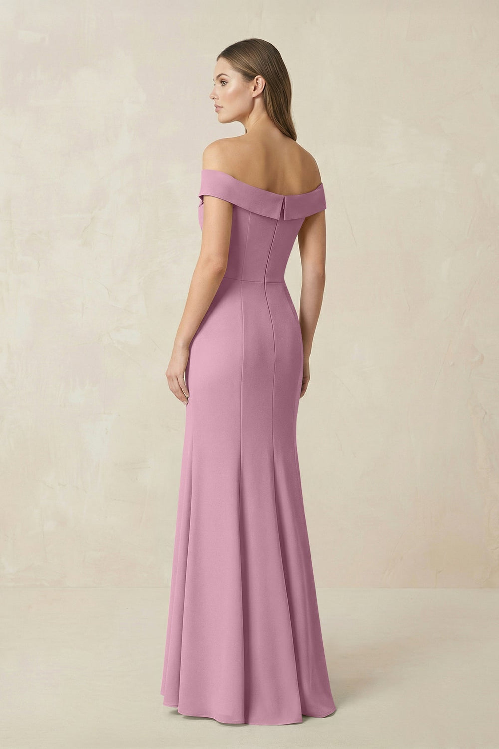 Off - the Shoulder Mermaid Chiffon Bridesmaid Dress in Vintage Mauve - KISS BRIDAL Bridesmaid Dresses