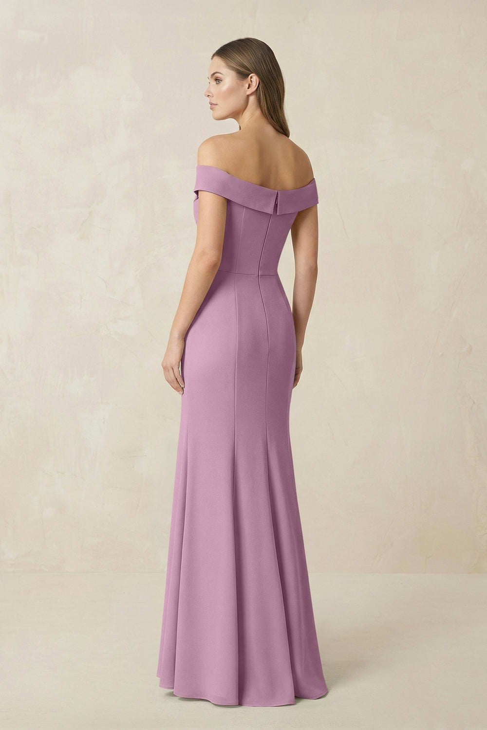 Off - the Shoulder Mermaid Chiffon Bridesmaid Dress in Wisteria - KISS BRIDAL Bridesmaid Dresses