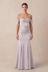 Off - the - Shoulder Mermaid Ruched Bridesmaid Dress in Dusk - KISS BRIDAL Bridesmaid Dresses