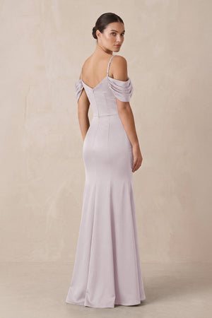 Off - the - Shoulder Mermaid Ruched Bridesmaid Dress in Dusk - KISS BRIDAL Bridesmaid Dresses