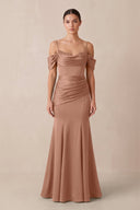 Off - the - Shoulder Mermaid Ruched Bridesmaid Dress in Rosette - KISS BRIDAL Bridesmaid Dresses