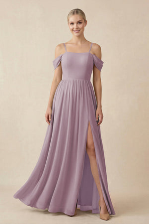 Off - the - Shoulder Sweetheart A - Line Chiffon Bridesmaid Dress in Dusk - KISS BRIDAL Bridesmaid Dresses