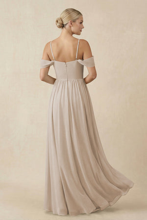 Off - the - Shoulder Sweetheart A - Line Chiffon Bridesmaid Dress in Frost - KISS BRIDAL Bridesmaid Dresses