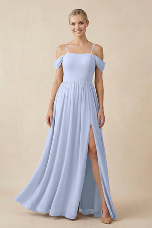 Off - the - Shoulder Sweetheart A - Line Chiffon Bridesmaid Dress in Ice - KISS BRIDAL Bridesmaid Dresses