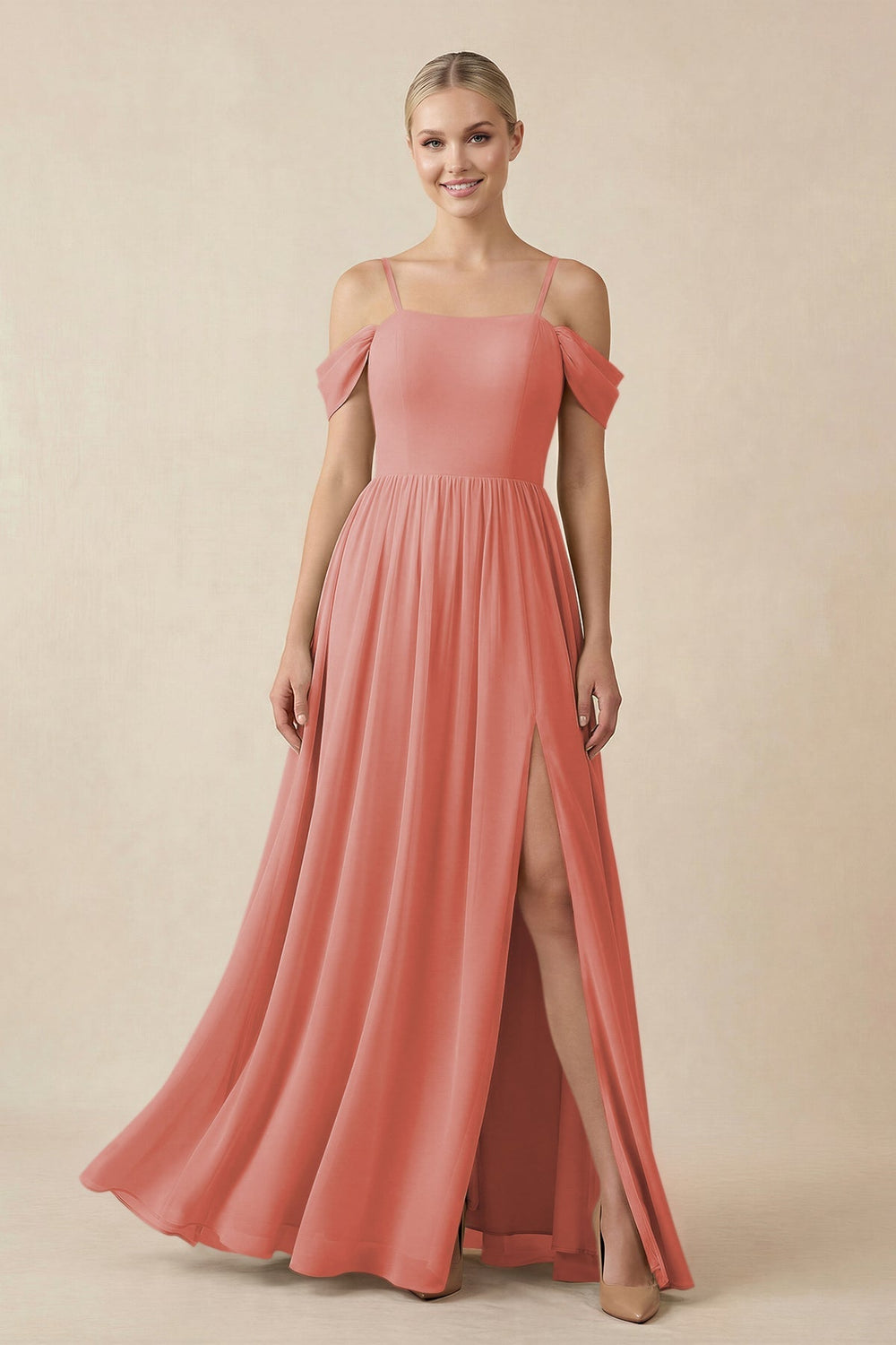 Off - the - Shoulder Sweetheart A - Line Chiffon Bridesmaid Dress in Mulberry - SHE IS ME Bridesmaid Dresses