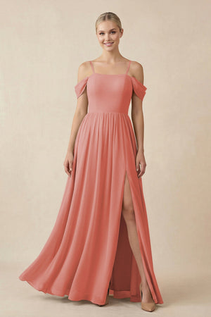 Off - the - Shoulder Sweetheart A - Line Chiffon Bridesmaid Dress in Mulberry - KISS BRIDAL Bridesmaid Dresses
