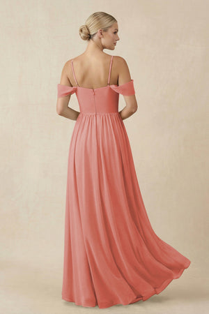 Off - the - Shoulder Sweetheart A - Line Chiffon Bridesmaid Dress in Mulberry - KISS BRIDAL Bridesmaid Dresses