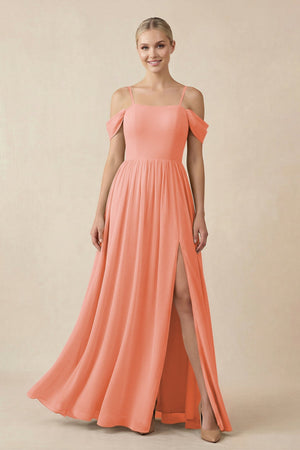 Off - the - Shoulder Sweetheart A - Line Chiffon Bridesmaid Dress in Rosette - KISS BRIDAL Bridesmaid Dresses