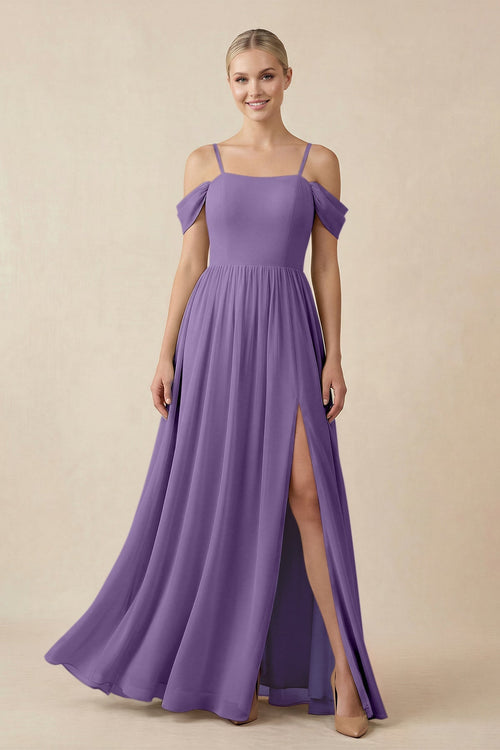 Off - the - Shoulder Sweetheart A - Line Chiffon Bridesmaid Dress in Tahiti - KISS BRIDAL Bridesmaid Dresses