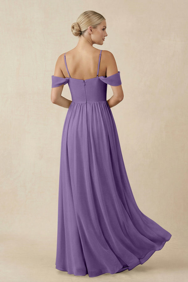Off - the - Shoulder Sweetheart A - Line Chiffon Bridesmaid Dress in Tahiti - KISS BRIDAL Bridesmaid Dresses