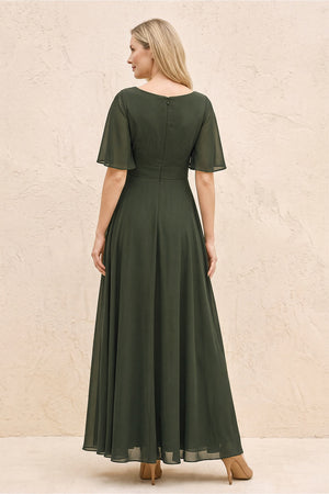 Olive A-Line Flutter Sleeves Chiffon Mother of the Bride Dress (2) | KISSBRIDAL