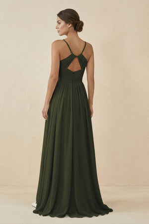 Olive Sweetheart A-Line Chiffon Bridesmaid Dress (2) | KISSBRIDAL
