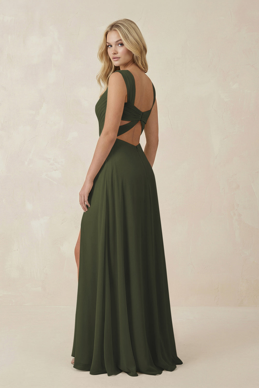 Sweetheart A-Line Chiffon Long Bridesmaid Dress in Olive