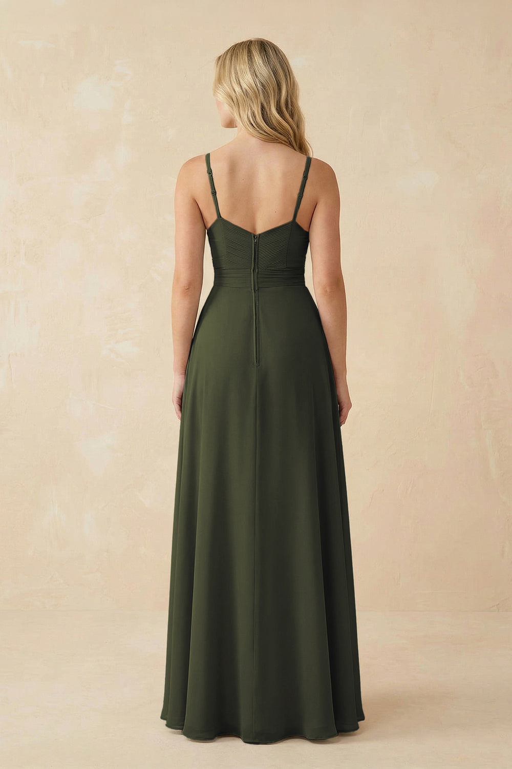 Sweetheart A-Line Pleated Chiffon Bridesmaid Dress in Olive