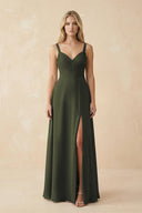 Olive Sweetheart A-Line Pleated Chiffon Bridesmaid Dress | KISSBRIDAL