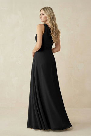 One - Shoulder A - Line Chiffon Bridesmaid Dress in Black - SHE IS ME Bridesmaid Dresses