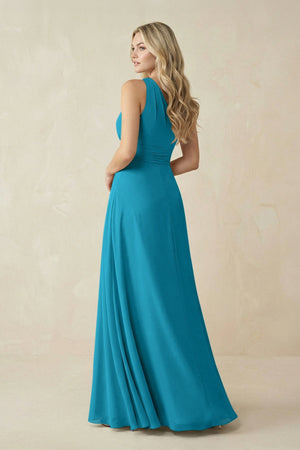 One - Shoulder A - Line Chiffon Bridesmaid Dress in Blue Jay - SHE IS ME Bridesmaid Dresses