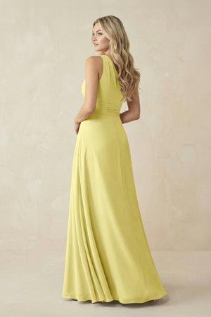 One - Shoulder A - Line Chiffon Bridesmaid Dress in Buttercup - SHE IS ME Bridesmaid Dresses