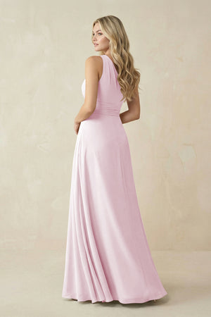 One-Shoulder A-Line Chiffon Bridesmaid Dress in Candy Pink (2) | KISSBRIDAL