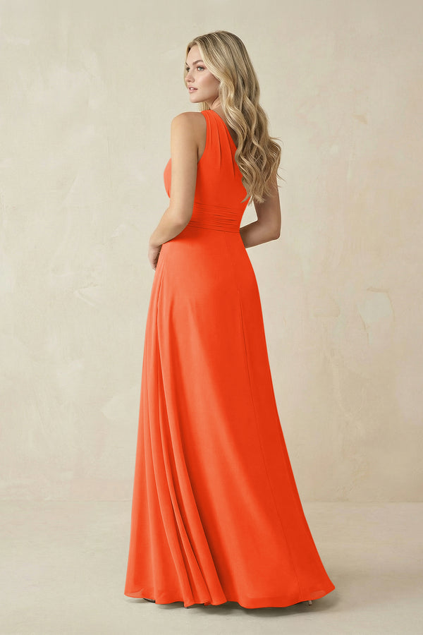 One-Shoulder A-Line Chiffon Bridesmaid Dress in Cinnamon (2) | KISSBRIDAL