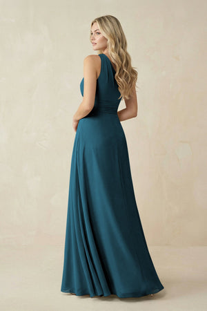 One - Shoulder A - Line Chiffon Bridesmaid Dress in Dark Teal - SHE IS ME Bridesmaid Dresses