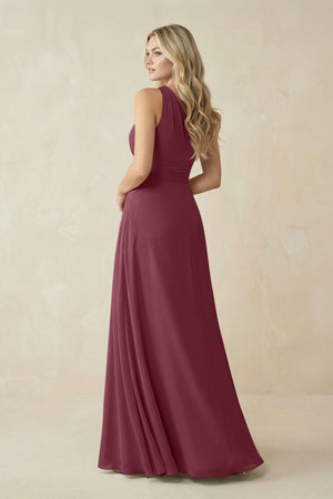 One-Shoulder A-Line Chiffon Bridesmaid Dress in Desert Rose (2) | KISSBRIDAL
