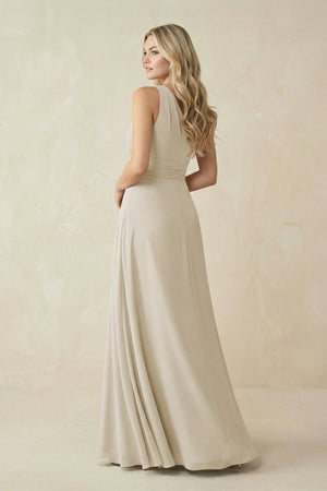 One - Shoulder A - Line Chiffon Bridesmaid Dress in Dove Gray - SHE IS ME Bridesmaid Dresses