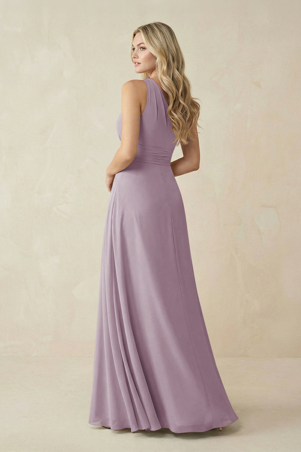 One-Shoulder A-Line Chiffon Bridesmaid Dress in Dusk