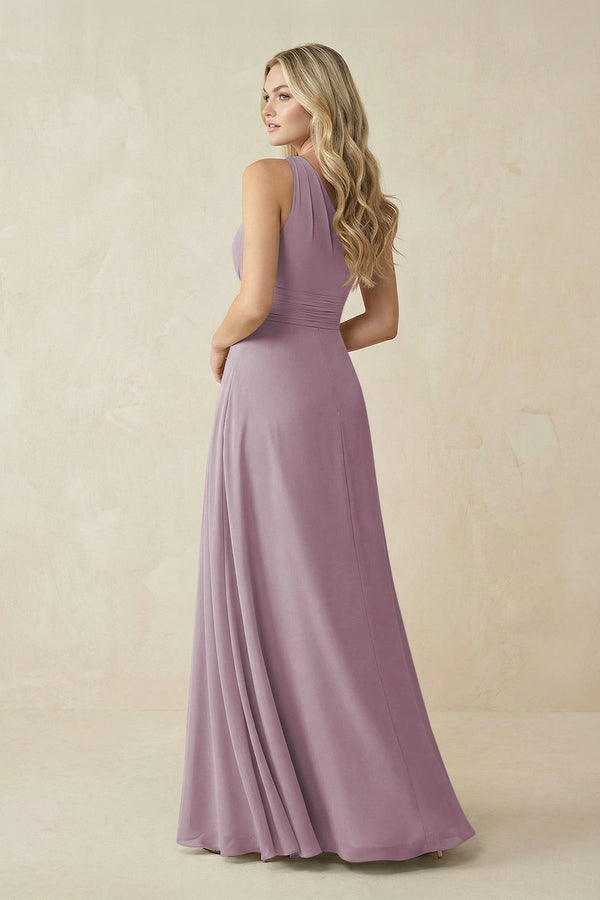 One - Shoulder A - Line Chiffon Bridesmaid Dress in Dusk - SHE IS ME Bridesmaid Dresses