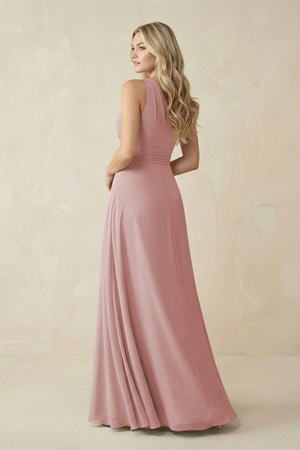 One - Shoulder A - Line Chiffon Bridesmaid Dress in Dusty Rose - SHE IS ME Bridesmaid Dresses